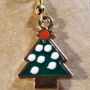Cute little Christmas Tree earrings in green, white, red and gold